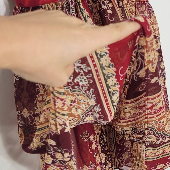 Cinema Etoile Gypsy Red Sheer Floral Bohemian Adjustable Spaghetti Straps - Picture 7 of 10